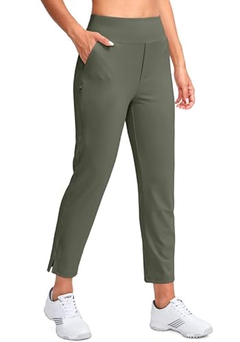 YYV Damen-Golfhose, Stretch, Arbeit, Knöchel, hohe Taille, Kleiderhose mit Taschen, für Yoga, Business, Reisen, Freizeit, Grau (Grey Sage), M von YYV