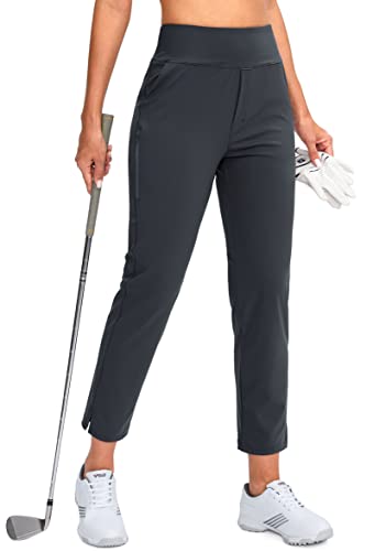 YYV Damen-Golfhose, Stretch, Arbeit, Knöchel, hohe Taille, Kleiderhose mit Taschen, für Yoga, Business, Reisen, Freizeit, Tiefes grau, XX-Large von YYV