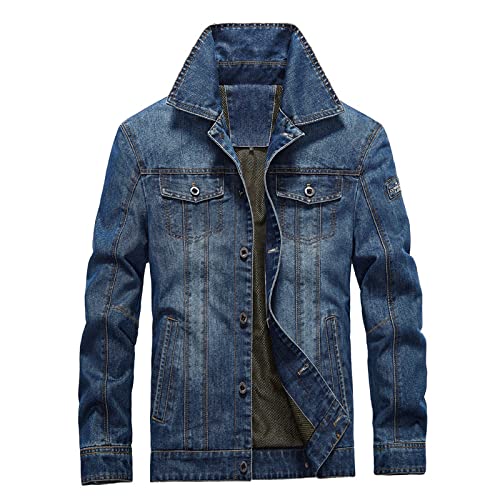 YZABEL Herren-Jeansjacke, modisch, große Größe, langärmelig, einreihig, trendig, bequem, vielseitige High-Street-Freizeitjacke XXL von YZABEL