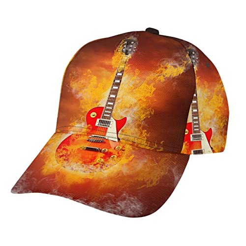 Rock Guitar Print Baseball Cap für Männer Frauen Einstellbare Hut - Unisex Vier Jahreszeiten Sonnenhut Schwarz von YZHYWJFF