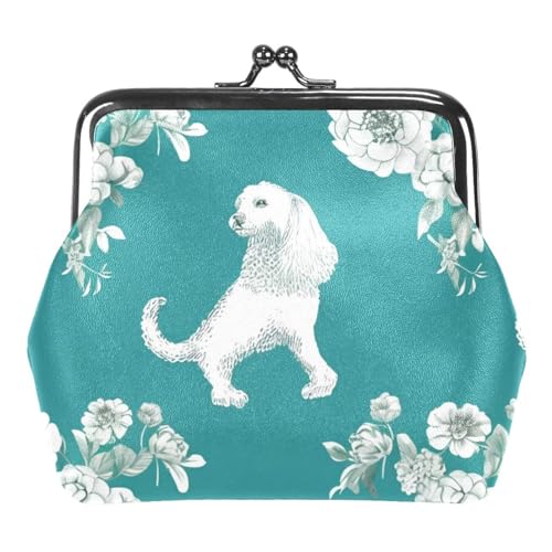 Kleine Geldbörse für Damen, Münzbörse für Damen, florale Silhouette, Hund, Kleingeldbörse, Mehrfarbig, 4.3x4.7 in, Komfortabel von YZUOUZY