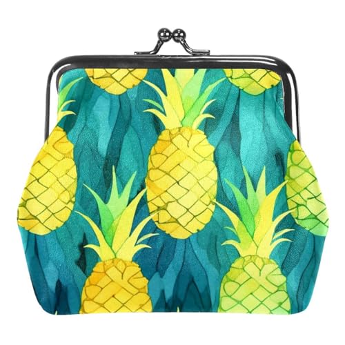 Kleine Geldbörse für Damen, Münzgeldbörse für Damen, Blumenmuster, Goldfrucht, Ananas, Kleingeldbörse, Mehrfarbig, 4.3x4.7 in, Komfortabel von YZUOUZY