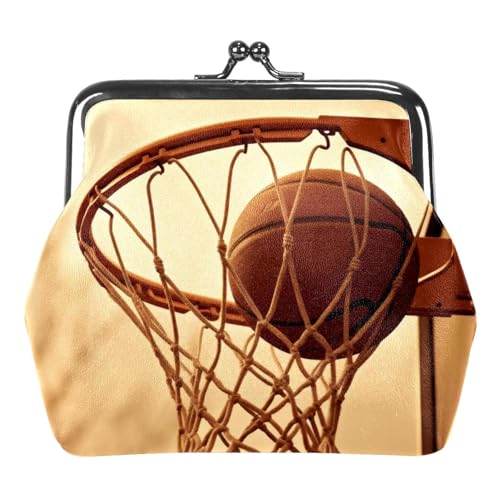 YZUOUZY Kleine Geldbörse für Damen, Münzbörse für Damen, Retro-Basketballkorb-Muster, Wechselgeldbörse, mehrfarbig, 4.3x4.7 in, Komfortabel von YZUOUZY