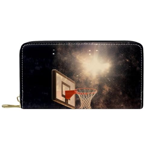 YZUOUZY Minimalistische Geldbörse für Herren, Geldbörse, Damen, Ledergeldbörse, Basketball- und Basketballkorb, Kartenetui, mehrfarbig, 7.5x4.5x1 in, Komfortabel von YZUOUZY