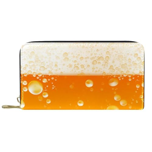 YZUOUZY Minimalistische Geldbörse für Herren, Geldbörse, Damen, Ledergeldbörse, Blasen-Bier-Textur, Kartenetui, mehrfarbig, 7.5x4.5x1 in, Komfortabel von YZUOUZY