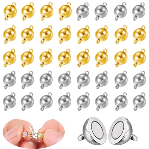 YaLiyA 40 Stück Schmuckverschlüsse Runde Schmuckverschluss DIY Halsketten Ketten Schmuckherstellung Verriegelung Extender für Schmuck Armband Halskette Gold und Silber YaLiyA 40 Stück Schmuckverschlüsse Runde Schmuckverschluss DIY Halsketten Ketten Schmuckherstellung Verriegelung Extender für Schmuck Armband Halskette Gold und Silber von YaLiyA