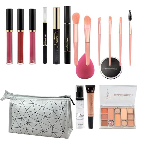 Yabauuop Reise-Make-up-Set, Make-up-Set für Frauen - Make-up-Paket enthält Lidschatten-Lippenstift | Komplettes Make-up-Set, 18-teilig, Kosmetikset, Starter-Make-up-Set für Frauen und Mädchen Yabauuop Reise-Make-up-Set, Make-up-Set für Frauen - Make-up-Paket enthält Lidschatten-Lippenstift | Komplettes Make-up-Set, 18-teilig, Kosmetikset, Starter-Make-up-Set für Frauen und Mädchen von Yabauuop
