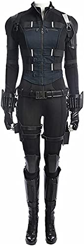 Damen Yelena Belova Kostüm Jacke Weste Schwarz Agent Soldat Natasha Romanoff Leder Cosplay Outfit Halloween Widow Cosplay Outfits Jumpsuit (3XL, Stil 1) von Yanny