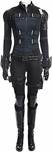 Damen Yelena Belova Kostüm Jacke Weste Schwarz Agent Soldat Natasha Romanoff Leder Cosplay Outfit Halloween Widow Cosplay Outfits Jumpsuit (XXL, Stil 1) von Yanny