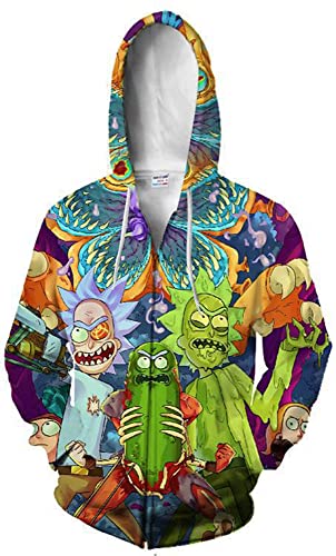 Morty Jacke Mantel Rick Sanchez Cosplay Sweatshirts Zip-Up Hoodie für Herren und Damen (4XL, Stil 04) von Yanny