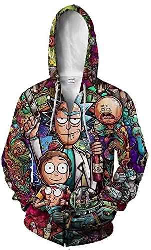 Morty Jacke Mantel Rick Sanchez Cosplay Sweatshirts Zip-Up Hoodie für Herren und Damen (L, Stil 06) von Yanny