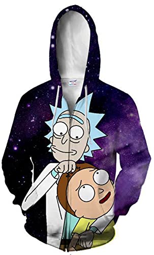 Morty Jacke Mantel Rick Sanchez Cosplay Sweatshirts Zip-Up Hoodie für Herren und Damen (M, Stil 07) von Yanny