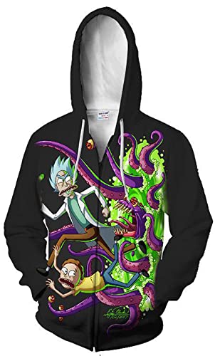 Morty Jacke Mantel Rick Sanchez Cosplay Sweatshirts Zip-Up Hoodie für Herren und Damen (M, Stil 10) von Yanny