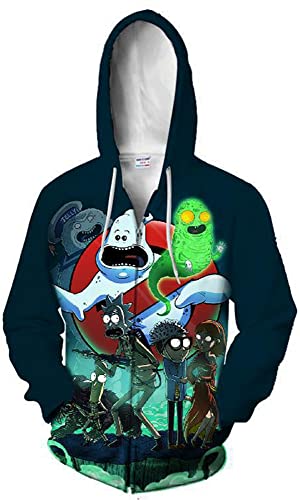 Morty Jacke Mantel Rick Sanchez Cosplay Sweatshirts Zip-Up Hoodie für Herren und Damen (XL, Stil 02) von Yanny