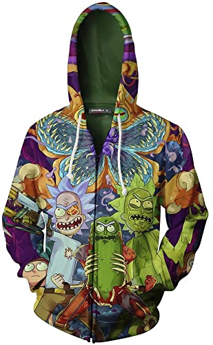 Morty Jacke Mantel Rick Sanchez Cosplay Sweatshirts Zip-Up Hoodie für Herren und Damen (XL, Stil 05) von Yanny