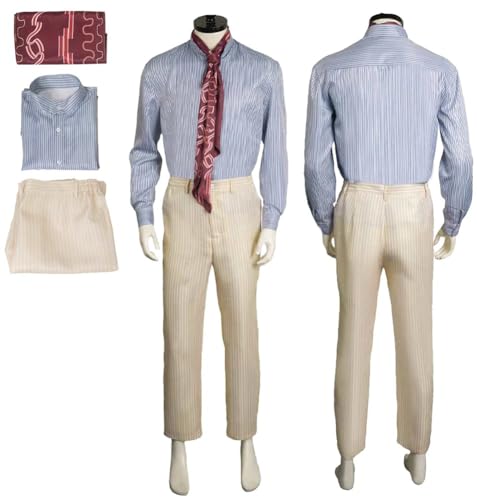 Wonka Anzug Cosplay Mantel Männer Willy Red Samt Jacke Weste Schokolade Kostüm Hut Full Suit Set (Blue, Large) von Yanny