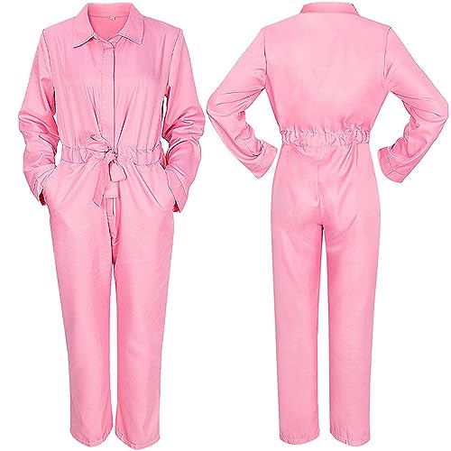 Yanny Bar-bie Ken Movie Workout Rosa Jumpsuit Damen Bar-bie Cosplay 80s Cowgirl Disco Outfit Ken Strandkleidung (Stil 1, 3X-Large) von Yanny