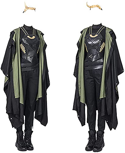 Yanny Sylvie Loki Kostüm Lady Loki Cosplay Outfit Kapuze Umhang für Frauen Hörner Crown Enchantress Halloween Anzüge (3XL, Loki-Erwachsene) von Yanny