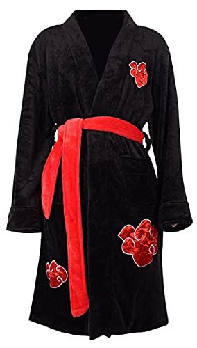 Yanny Uchiha Itachi Bademantel Akatsuki Herren Soft Nachtwäsche Anime Cosplay Flanell Robe Pyjamas Kimono (L, Schwarz) von Yanny