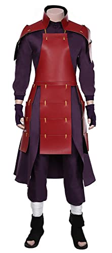 Yanny Uchiha Madara Cosplay Kampfanzug Anime Madara Uniform Handschuhe Gürtel Rüstung Outfit für Halloween (Lila, 2X-Large) von Yanny