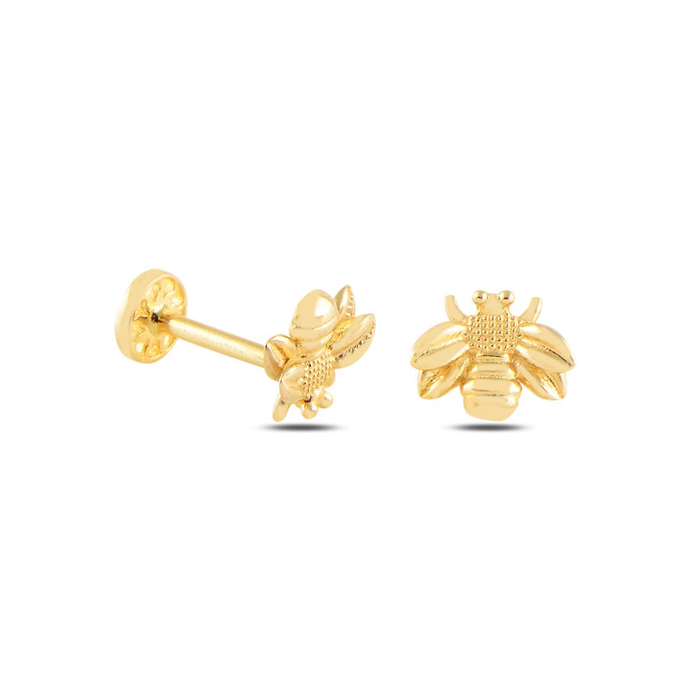 Zierliche Bienenfigur Aus 14-Karätigem Gold Mit Schraubverschluss Für Ohrpiercing/Ohrstecker von YaparJewelry