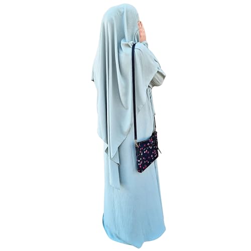 Yaqeen Abaya + Khimar Diamant-Diamant-Dreieck-Schliff-Set, langer Hijab-Muslim-Schal, Jilbab-Muslimisches Maxikleid Gebetskleid, mintgrün von Yaqeen