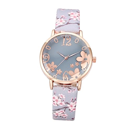 Yardenfun 1 Stück Blumenuhr Pflaumenuhr Quarzuhr Damen Quarz Armbanduhr Damenuhr Quarz Armbanduhr Für Mädchen Damen Armbanduhr von Yardenfun