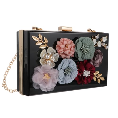 Yardenfun 1 Stück Handtasche Blumen Abendtasche Hochzeitstasche Hochzeitstasche Kleine Quadratische Tasche Hochzeitstasche Modische Clutch Geldbörse Blumen Clutch Tasche Damen von Yardenfun