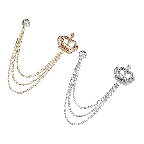 Yardenfun 2 Stück Krone Brosche Strass Brosche Clip Strass Pullover Clips Kragen Broschen Für Frauen Strass Kragen Pin Brosche Pin Für Frauen Anzug Zubehör Männer Quaste Broschen von Yardenfun