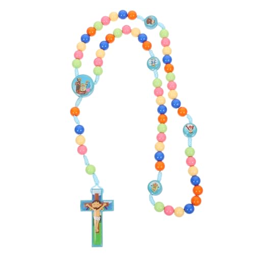 Yardenfun Osteranhänger Halsschmuck Jesus Halskette Neujahrsgeschenk Kreuz Halskette Kreuz Anhänger Katholizismus Lange Kinder Halskette Perlen Halskette Weihnachtsgeschenk von Yardenfun