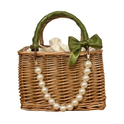 Yardenfun Strandtasche Aus Stroh Handtasche Für Den Strand Einkaufstasche Aus Rattan Einkaufstasche Für Den Strand Leichte Strandtasche Aus Stroh Sommertasche Aus Stroh Handtasche Aus von Yardenfun