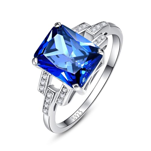 Yaresul 2.5ct Frauen Erstellt Saphir Ring September Birthstone Ring für Frauen 925 Sterling Silber Verlobungsring Jubiläumsring Geschenk für Mutter Ring Größe 52(16.6) von Yaresul