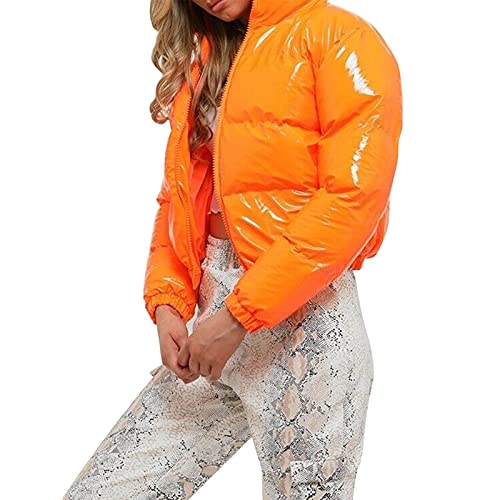 Yassiglia Damen Winterjacke Puffer Jacke Gesteppte Daunenjacke Leichte Steppjacke Frauen Dicke Winter Jacke für Teenager Mädchen Warm, Kurz, Outdoor (Orange, L) von Yassiglia