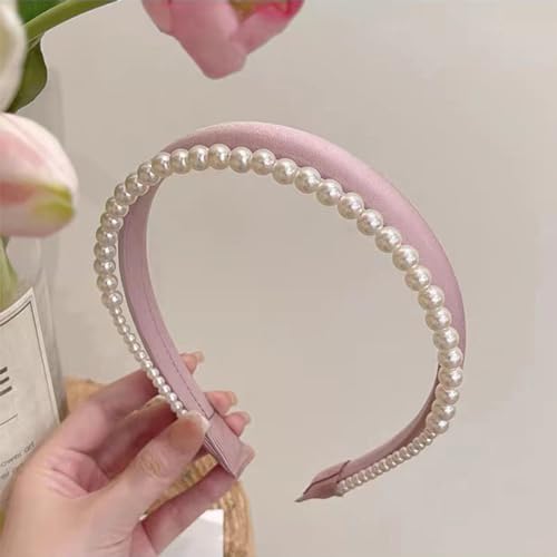 Damen-Premium-Qualität Satin Pearl Doppel-Schicht-Stirnband; Hell gefärbtes Haarschmuck von Yawdil