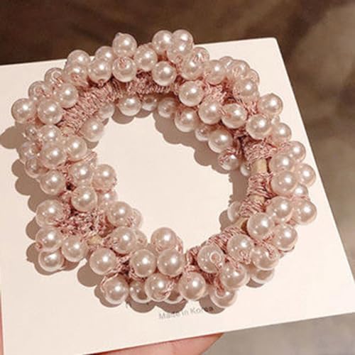 Korean Style Elegante Perle hohe elastische Gummibänder Mädchen Haarring Perlen kratzen Mode einfache Pferdes chwanz Haarschmuck von Yawdil