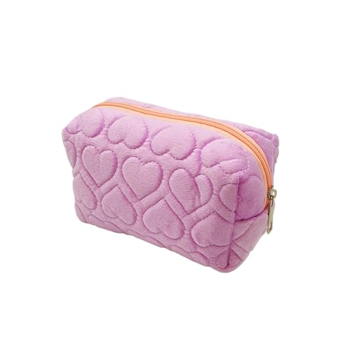 Weiche Plüsch-Kosmetiktasche, großes Fassungsvermögen, Make-up-Tasche, Lippenstift, Lidschatten, Organizer, Kulturbeutel, Bleistiftbeutel, violett von Yawdil