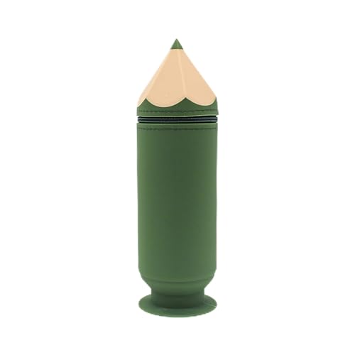 Yawdil Stifthalter in Bleistiftform mit Abdeckung, wasserdicht, kreativer Aufbewahrungseimer, Silikon, große Kapazität, Federmäppchen, grün, Grün von Yawdil