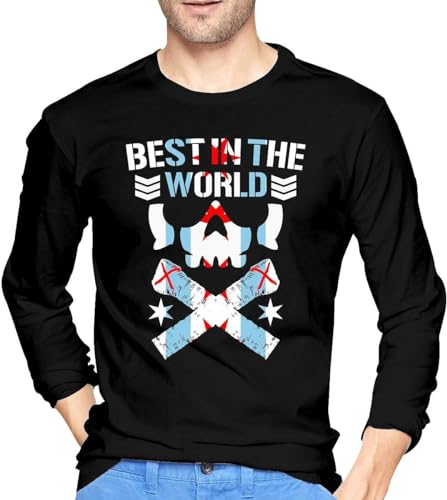 cm Punk Best in The World Men's Casual Round Neck Long Sleeve Cotton T-Shirts Black von Yaxinduobao