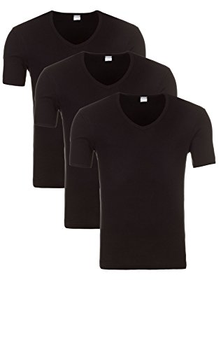 Yazubi 3er, 2er oder 1er Pack Slim Fit Basic Herren T-Shirt mit V-Ausschnitt, 3er Pack schwarz (1001), L von Yazubi