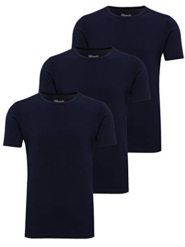 Yazubi 3er Pack Baumwoll Herren Shirt Blaues Tshirt Männer T-Shirt Blue Kurzarmshirt Set Mythic, (Dark Sapphire 194020), S von Yazubi