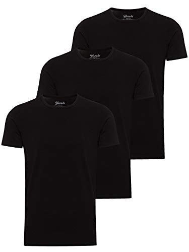 Yazubi 3er Pack Baumwoll Kurzarmshirt Shirt Herren T Shirts Männer Schwarz Black Tshirts Small Arbeits T-Shirt Mythic, (Bl. 194008), XS von Yazubi