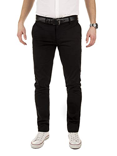 Yazubi Chino Hose Herren - Modell Dustin mit Gürtel schwarz Braune Business Schwarze Chinohose Jungen Stretch, Schwarz (Black 4R194008), W29/L32 von Yazubi