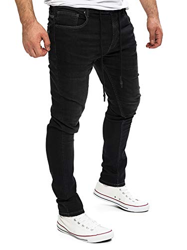 Yazubi Erik - Herren Slim Fit Stretch Sweathose in Jeansoptik - Jogginghose Männer Jeans Hosen, Schwarz (Black Meteorite 194008), W36/L30 von Yazubi