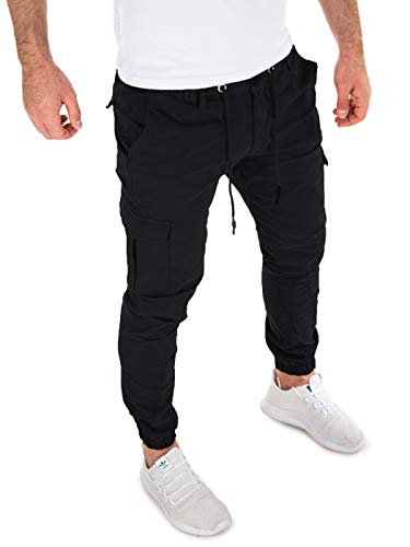 Yazubi Herren Hose Cargo Jogging Pants Mens Männer Hosen Stretch Stauraum Elijah, Schwarz (Black 4R194008), W29/L34 von Yazubi