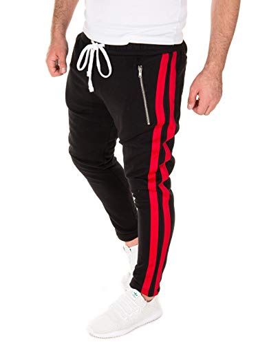 Yazubi Herren Jogginghose Rayne, Schwarz/Rot (Black - Red 1602), M von Yazubi