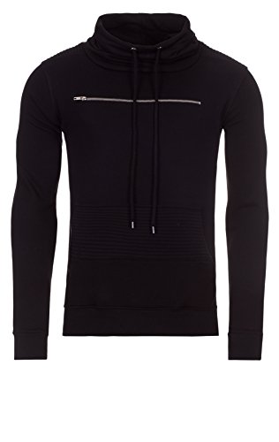 Yazubi Herren Sweatshirt Hoodie Kallari Zipped Chest Pocket, Black (10001), L von Yazubi