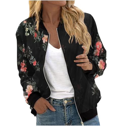 Ybing Bomberjacke Mädchen Damen Einfarbig/Blumenmuster Frühlingsjacke Leichte Sommerjacke Sommer Reißverschluss College Jacke Dünne Pilotenjacke Übergangsjacke Modische Fliegerjacke Shirtjacke Ybing Bomberjacke Mädchen Damen Einfarbig/Blumenmuster Frühlingsjacke Leichte Sommerjacke Sommer Reißverschluss College Jacke Dünne Pilotenjacke Übergangsjacke Modische Fliegerjacke Shirtjacke von Ybing