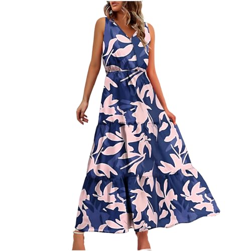 Ybing Sommerkleid Damen Knielang Kurzarm Blusenkleid Elegant V-Ausschnitt Midikleid Casual Wickelkleid Strandkleid mit Taschen Blitzangebote von Ybing