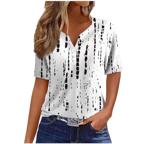 Ybing Tops Damen Langarm Rundhal Tshirts Tunika Oberteile Bedruckte Bluse Damen Elegant Lässige Hemd Knopfleiste Geschenke für Frauen von Ybing