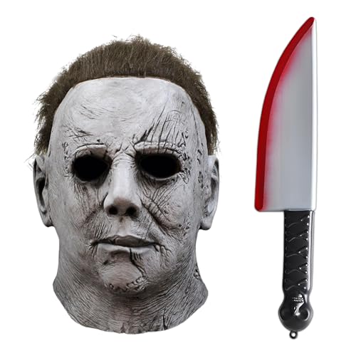Halloween Michael Myers Maske Latex Horror Mike Myers Mask mit Gefälschtes Messer Cosplay Costume für Karneval Party Halloween Michael Myers Maske Latex Horror Mike Myers Mask mit Gefälschtes Messer Cosplay Costume für Karneval Party von Ycaaeo